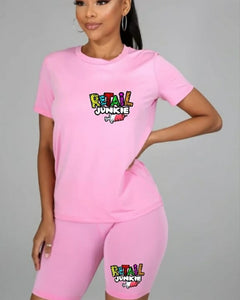 Pink 2pc biker set