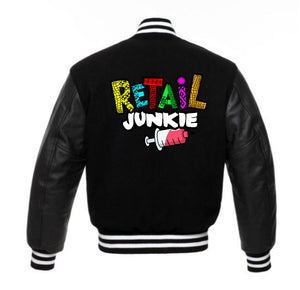 Black Retail Junkie Varsity Jacket